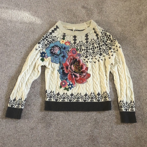 NWT Anthropologie Cable-knit Fairisle Sweater - Picture 5 of 8